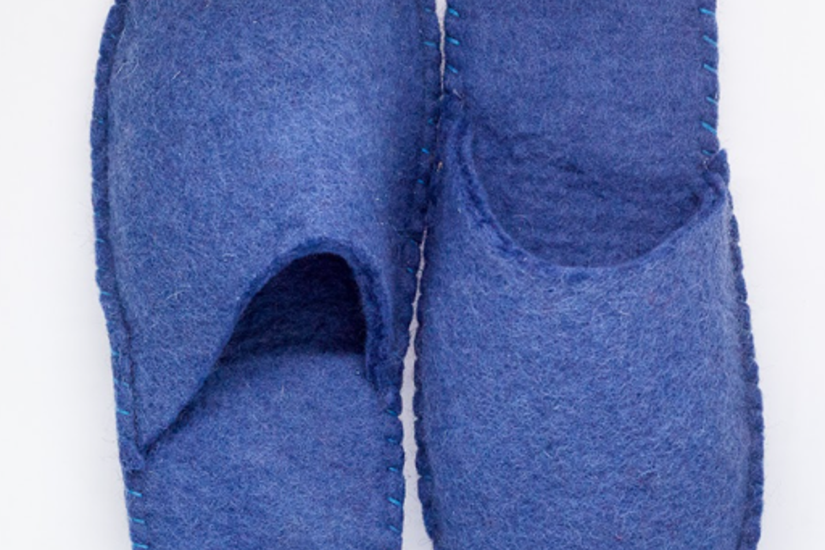 blue slippers Felt Products from Nepal