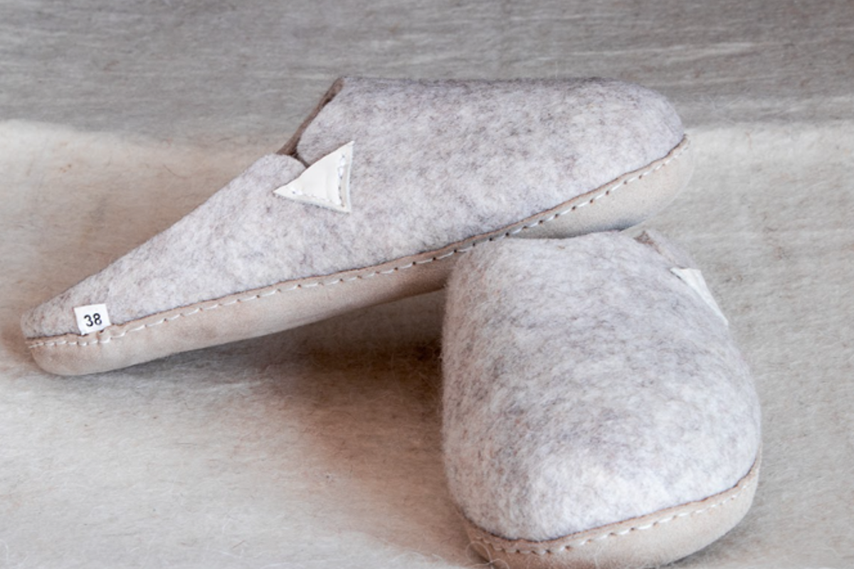 gray slippers Felt Products from Nepal
